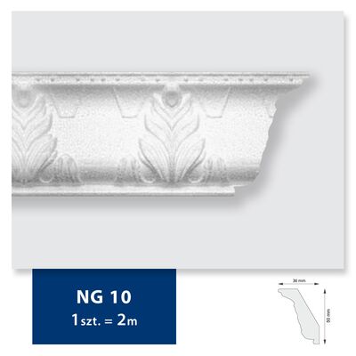 Listwa sufitowa ze styropianu NG 10, 2 sztuki 200 x 5 x 3,5 cm biały DMS