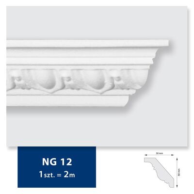 Listwa sufitowa ze styropianu NG 12, 2 sztuki 200 x 5 x 5 cm biały DMS
