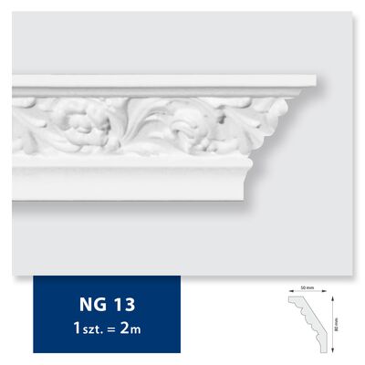 Listwa sufitowa ze styropianu NG 13, 2 sztuki 200 x 8 x 5 cm biały DMS
