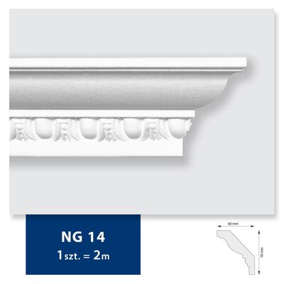 Listwa sufitowa ze styropianu NG 14, 2 sztuki 200 x 7 x 6 cm biały DMS