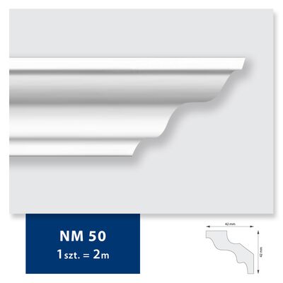 Listwa sufitowa z polistyrenu NM 50, 2 sztuki 200 x 4,2 x 4,2 cm biały DMS