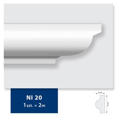 Listwa sufitowa z polistyrenu NI 20, 4 sztuki 200 x 2 x 2 cm biały DMS