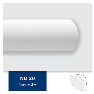 Listwa sufitowa z polistyrenu ND 20, 2 sztuki 200 x 2 x 2 cm biały DMS