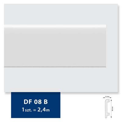 Listwa przypodłogowa z polimeru HD 2,4 mb DF08B 8 x 1,5 cm biały DMS