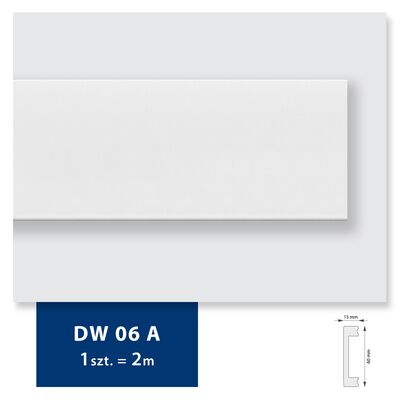 Listwa ścienna z polimeru HD 2mb DW06A 6 x 1,5 cm biały DMS