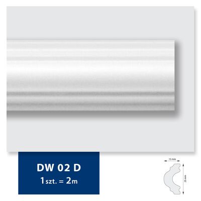 Listwa ścienna z polimeru HD 2mb DW02D 2,5 x 1,5 cm biały DMS