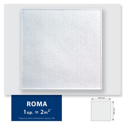 Kaseton sufitowy ze styropianu Roma 2 m² 50 x 50 cm biały DMS