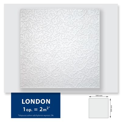 Kaseton sufitowy ze styropianu London 2 m² 50 x 50 cm biały DMS