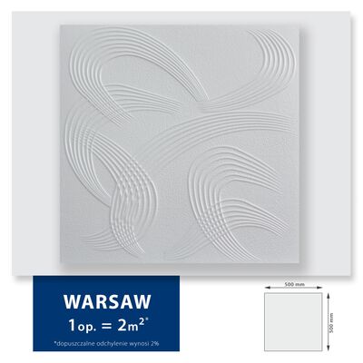 Kaseton sufitowy ze styropianu Warsaw 2 m² 50 x 50 cm biały DMS