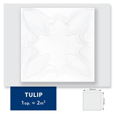 Kaseton sufitowy z polistyrenu Tulip 2 m² 50 x 50 cm biały DMS