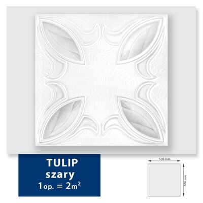 Kaseton sufitowy z polistyrenu Tulip szary 2 m² 50 x 50 cm DMS