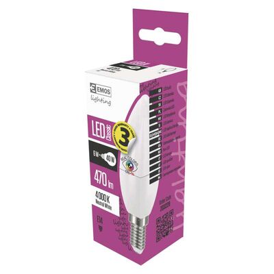 Żarówka LED Classic candle 6W E14 neutralna biel Ra 96