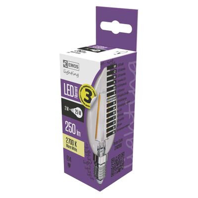 Żarówka LED Filament candle 2W E14 ciepła biel