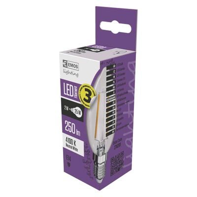 Żarówka LED Filament candle 2W E14 neutralna biel