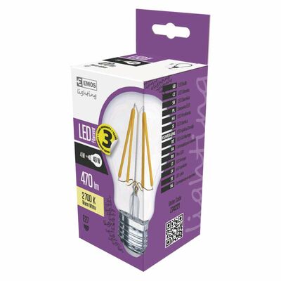 Żarówka LED Filament A60 4W E27 ciepła biel