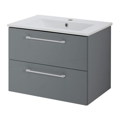 Szafka wisząca Soria Grey z umywalką 60 cm antracytowa