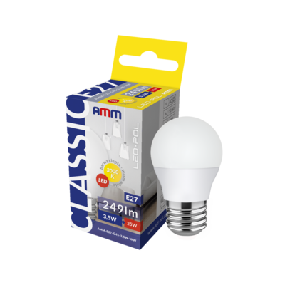 Żarówka LED E27 3,5 W WW G45 AMM