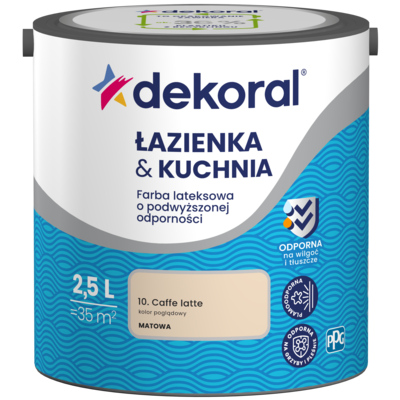 Farba lateksowa o podwyższonej odporności ŁAZIENKA  KUCHNIA Caffe latte 2,5 l Dekoral