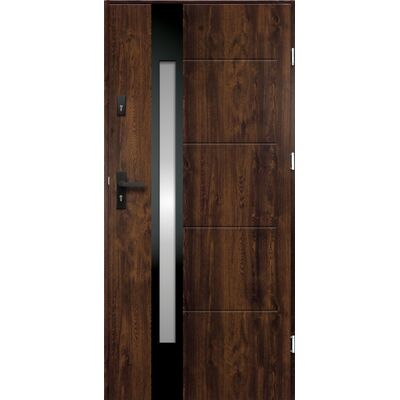 Drzwi zewnętrzne ARIADNA inox orzech 90 prawe RADEX