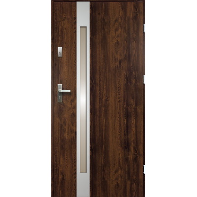 Drzwi zewnętrzne TEMIDAS stopsol inox ciemny orzech 80 prawe RADEX