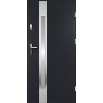 Drzwi zewnętrzne TEMIADA lakomat inox antracyt 80 prawe RADEX