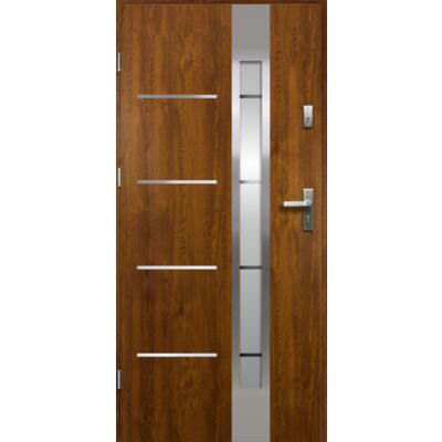 Drzwi zewnętrzne LUNA lak-pas inox złoty dąb 90 lewe RADEX