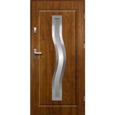 Drzwi zewnętrzne CERES lakomat inox złoty dąb 90 prawe RADEX