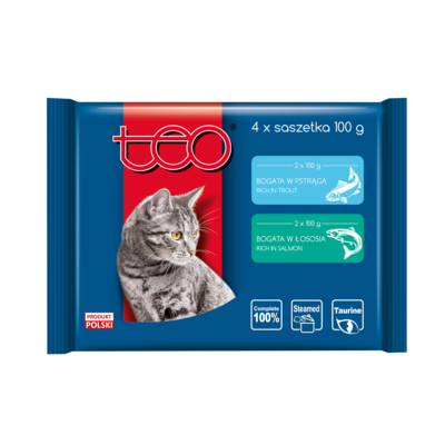 Karma mokra dla kota pstrąg/łosoś 4 x 100 g TEO