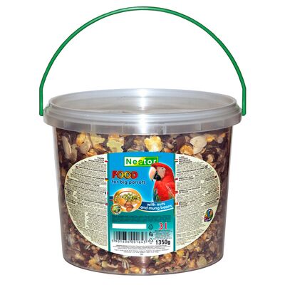 Pokarm dla dużych papug orzechy i fasola mungo – wiaderko 3000 ml Nestor