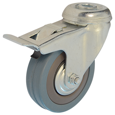 Zestaw jezdny obrotowy z hamulcem 100 mm/65 kg otwór mocujący bieżnik gumowy