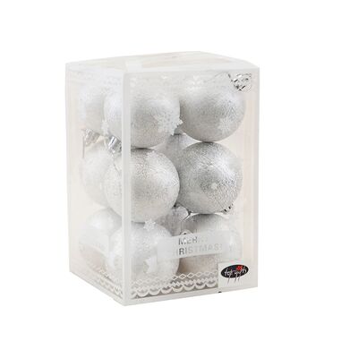 Bombka plastikowa srebrna 6 cm 12 sztuk