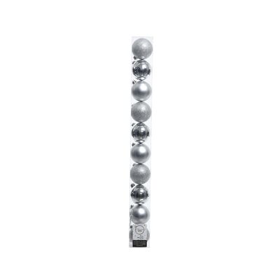 Bombki plastikowe 6 cm mix 10 sztuk srebrny