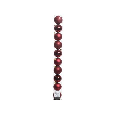 Bombka gładka bordowa mat/połysk/brokat 6 cm 10 sztuk