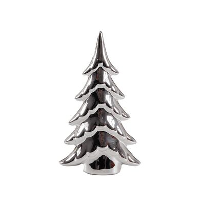 Figurka ceramiczna Choinka srebrny 16,5 cm