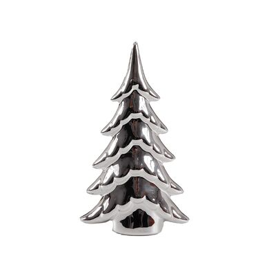 Figurka ceramiczna Choinka srebrny 21 cm