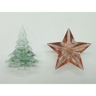 Przyssawka choinka/gwiazda LED 10 cm stałe kolorowe światło