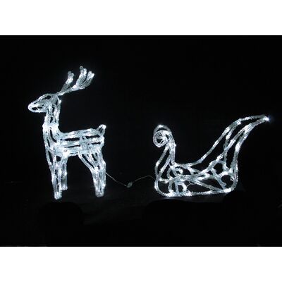 Renifer z saniami zewnętrzny 140 LED 100 cm