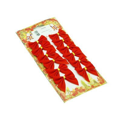 Kokarda tekstylna 4 x 5 cm 12 sztuk czerwono-złoty