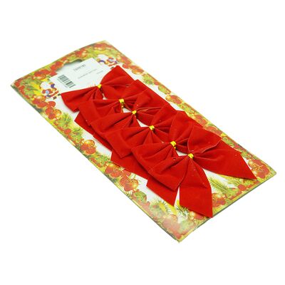 Kokarda tekstylna 7,5 x 7 cm 6 sztuk czerwono-złoty