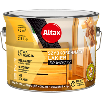 Lakier szybkoschnący do wnętrz 2.5 l bezbarwny półmat Altax