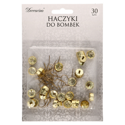 Haczyki do bombek 30 sztuk złoty