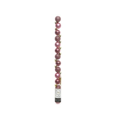 Bombka plastikowa mat/połysk/brokat różowa 3 cm 14 sztuk
