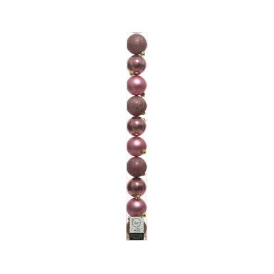 Bombka plastikowa mat/połysk/brokat różowa 6 cm 10 sztuk
