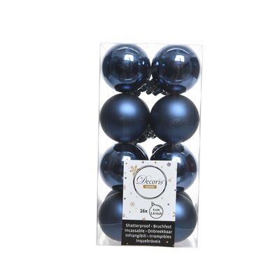 Bombka plastikowa mat/połysk granatowa 4 cm 16 sztuk