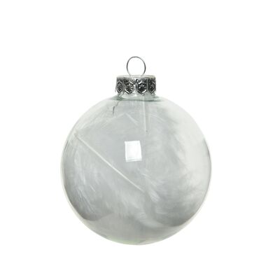Bombka szklana dekorowana z piórkami 7 cm 4 sztuki