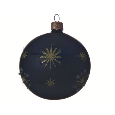 Bombka szklana dekorowana mat czarna 8 cm