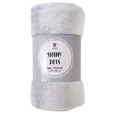 Koc Shiny Dots flanela 150 x 200 cm srebrny