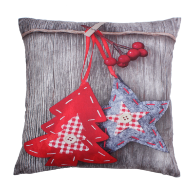Poduszka dekoracyjna Estrella 40 x 40 cm szaro-czerwona