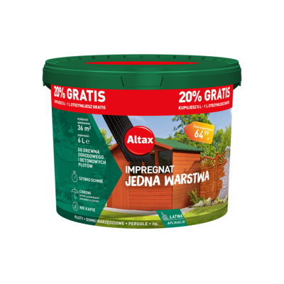 Zdjęcie impregnat do drewna ogrodowego jedna warstwa 6 l pinia altax