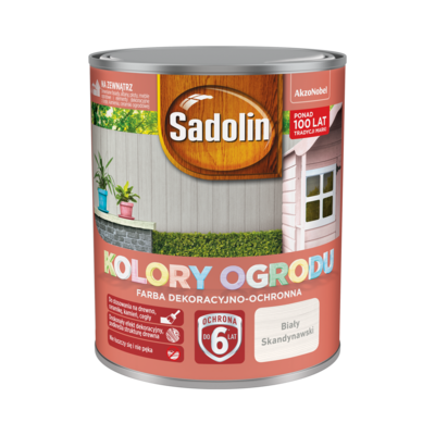 Farba dekoracyjno-ochronna Kolory Ogrodu Biały Skandynawski 0,7 l Sadolin